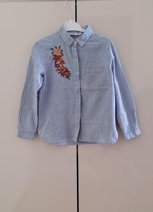 Стильная рубашка с вышивкой tiffosi 110 размера.