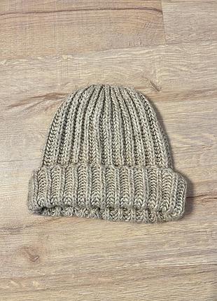 Шапка с натуральной шерстью альпаки и мериноса вязаная