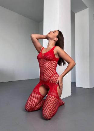 Эротический бодистокинг сеточка с доступом имитация чулок 2 цвета
