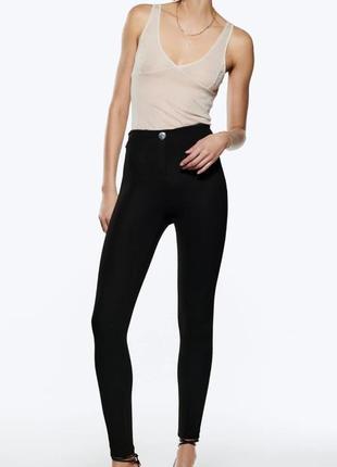 Леггинсы брюки zara с высокой талией на молнии