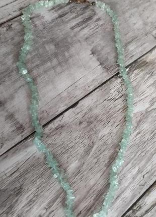 Ожерелье колье натуральный камень аквамарин крошка англия
