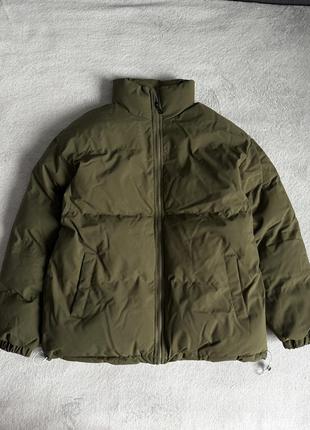 Дутая куртка oversize деми осень зима, зеленая l xl