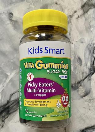 Kids smart, kids smart® vita, мультивитамины + 4 овощи для детей старше 3 лет, 30шт