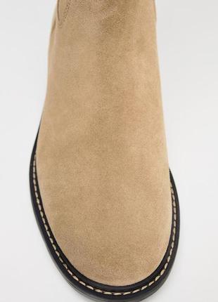 Сапоги из замшевого пилка на низком ходу