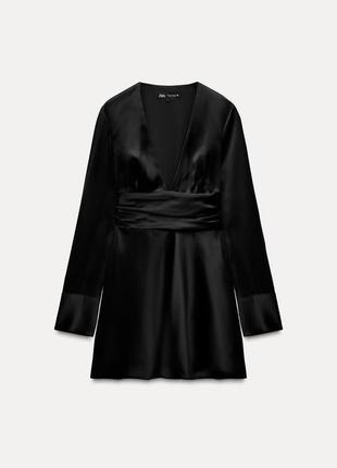 Короткое атласное платье zara