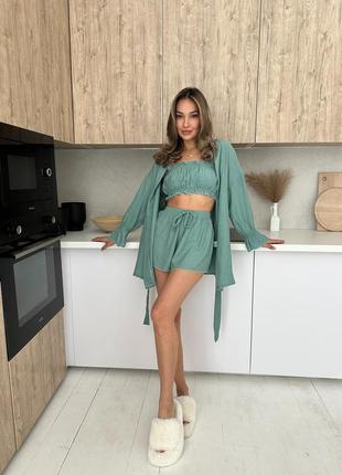 Комплект 3 в 1  кімоно ,топ ,шорти