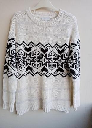 Кофта світер біла з чорним великий розмір