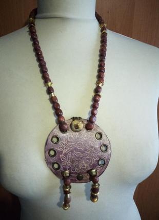 Подвеска на шею- крупное украшение хенд мейд винтаж этно бохо