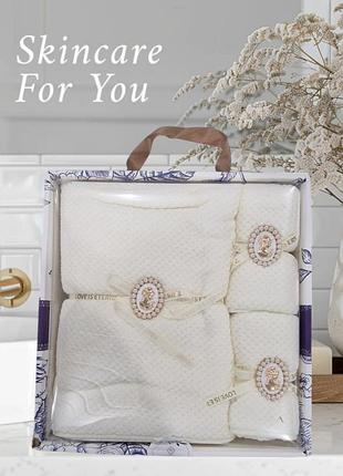 Набір із троьх рушників мікрофібра білий рожевий сірий