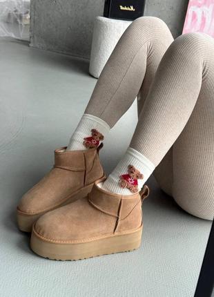 Ugg ultra mini platform chestnut premium женские угги угги угги ультра мини на овчине зимние теплые