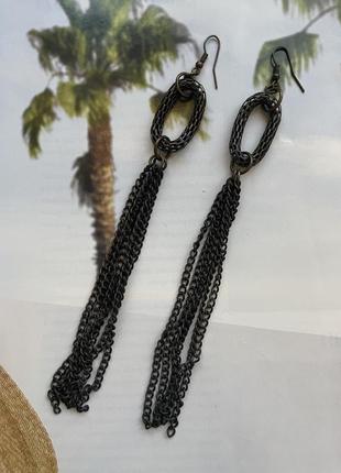 Очень длинные серьги под старую медь bershka