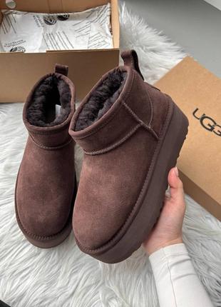 Ugg ultra mini platform brown burnt cedar premium женские угги угги угги ультра мини на овчине зимние теплые