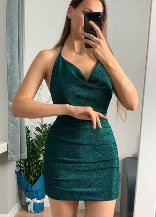 Блестящее мини платье
