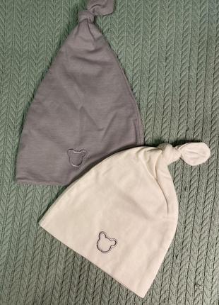 Шапочка twins трикотаж мишка 0-3 мес (на узелок)