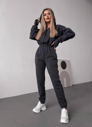 Жіночий стильний комбінезон на флісі