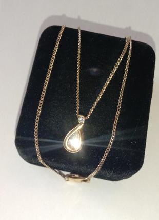 Позолоченное колье кулон цепочка ювелирная бижутерия
