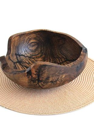 Деревянная миска из дуба для фруктов ручной работы, диаметр 24 см, высота 11 см (1299) под заказ