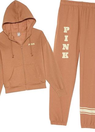 Стильный костюмчик на флисе с лого pink victoria’s secret