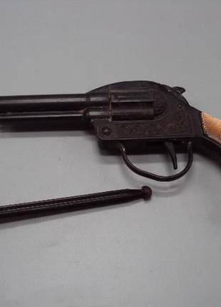 Детская игрушка пистолет узор павлин револьвер наган с присоской пластик ссср 21 см рабочий №15638