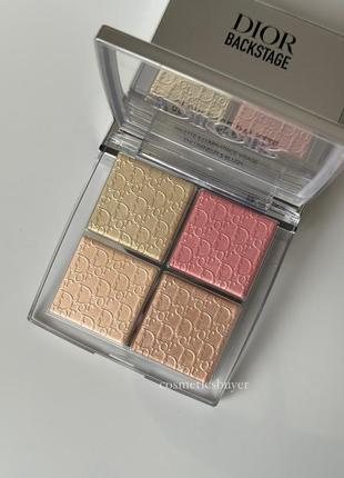 Dior backstage glow face palette highlight blush 004 палетка хайлайтеров диор хайлайтер бронзер румяна