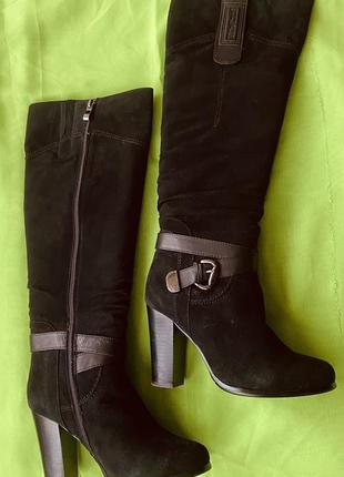 Сапоги ботинки женские замшевые черные
