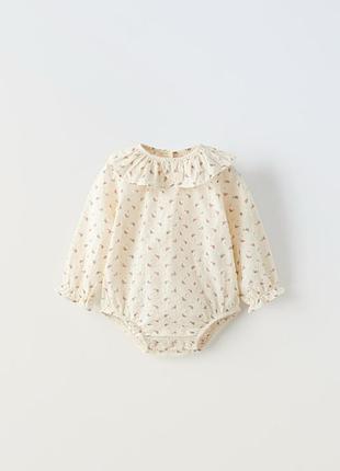 Zara kids боді у швейцарську крапку з квітковим принтом