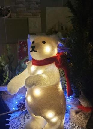 Мишка белая 30 см с подсветкой 30 led