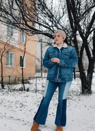 Джинсы hollister с высокой посадкой в стиле печворк