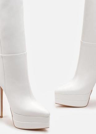 Білі чоботи ботфорти чоботи versace bratz белые сапоги на шпильке сапоги на высоком каблуке ботфорты