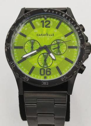 Стильные мужские часы caravelle с зеленым циферблатом
