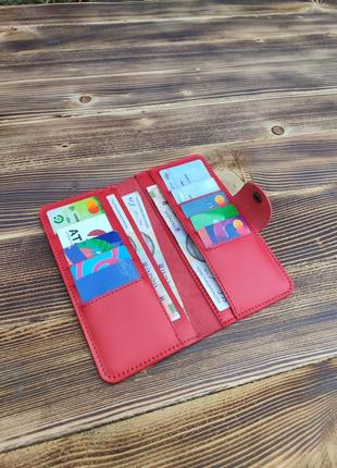 Женский кошелек из натуральной кожи ручной работы. женcкий кошepк красный
