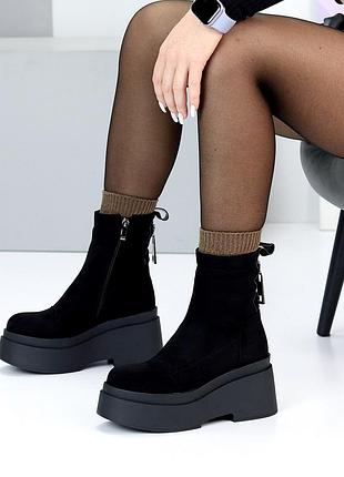 Черевики жіночі чорні замшеві