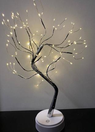 Світильник-нічник "дерево бонсай" сріблястого кольору з теплим led підсвічуванням, настільна лампа для дому2 фото