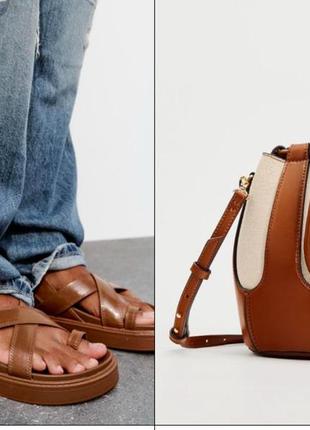 Zara сандалии на плоской подошве с перекрещивающимися ремешками