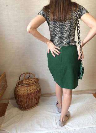 Зимняя теплая зеленая юбка из шерсти