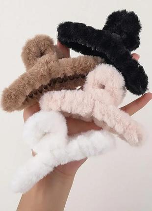 Пушистый крабик для волос, заколка для волос