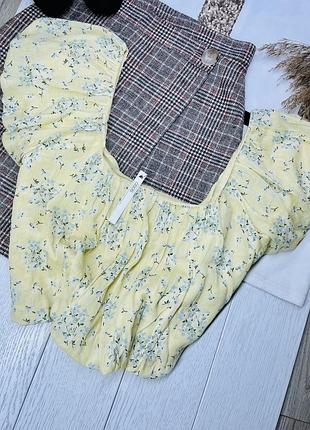 Новый желтый топ asos m l топ в цветочный принт топ с широкими рукавами