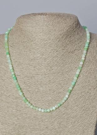 Намисто хризопраз натуральний камінь гранований кубик d-4мм+- l-45-48см+-