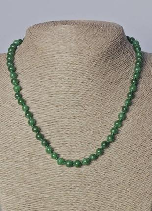 Ожерелье хризопраз натуральный камень гладкий шарик d-6,5мм+- l-45-46см+-