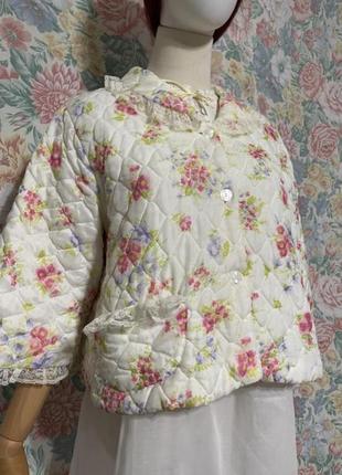 Вінтажна квіткова накидка стьобаний піджак у ретростилі пеньюар квіти білизняної пеньюар coquette y2k вінтаж