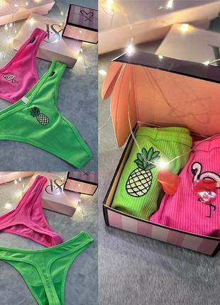 Подарунковий комплект трусиків вікторія сікрет оригінал victoria’s secret