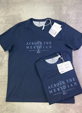 Чоловіча футболка brunello cucinelli across the meridian синя 47337