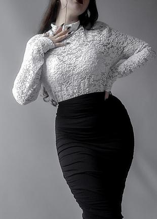 Изысканная черная юбка с драпировкой по бокам🥀