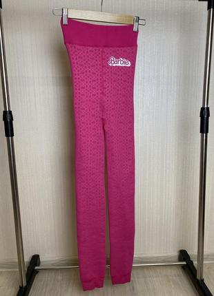 Теплые женские леггинсы лосины primark barbie на меху