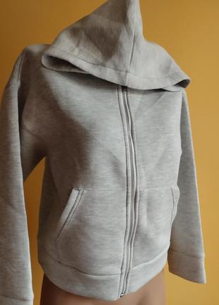 Толстовка спортивна сіра з капюшоном та кишенями h&m 8-10 років