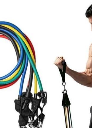 Набір трубчастих еспандерів + подарунок еспандер фітнес стрічка гумка dline