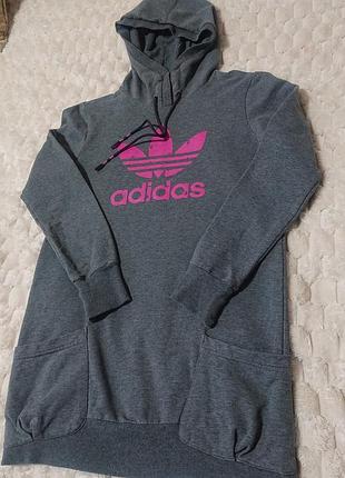 Худи платье с капюшоном на флисе adidas 4