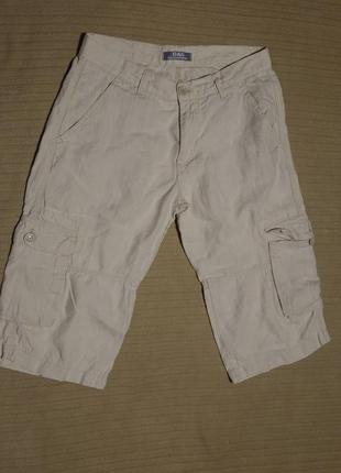 Отличные удлиненные свободные х/б шорты- карго цвета небеленого льна dolce&gabbana  италия 34 р.