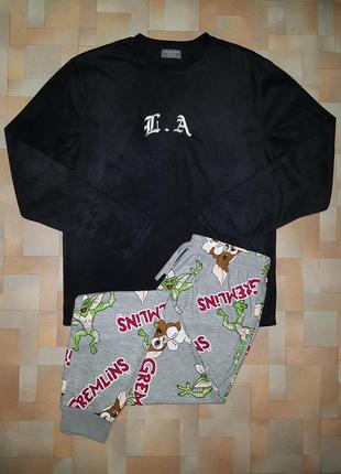 Теплый комплект микровелюр-флис gremlin primark пижама р-р м