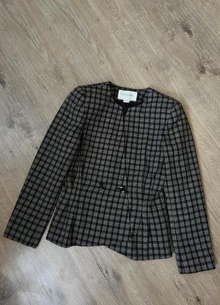 Vintage 80s christian dior plaid blazer jacket винтажный шерстяной жакет пиджак